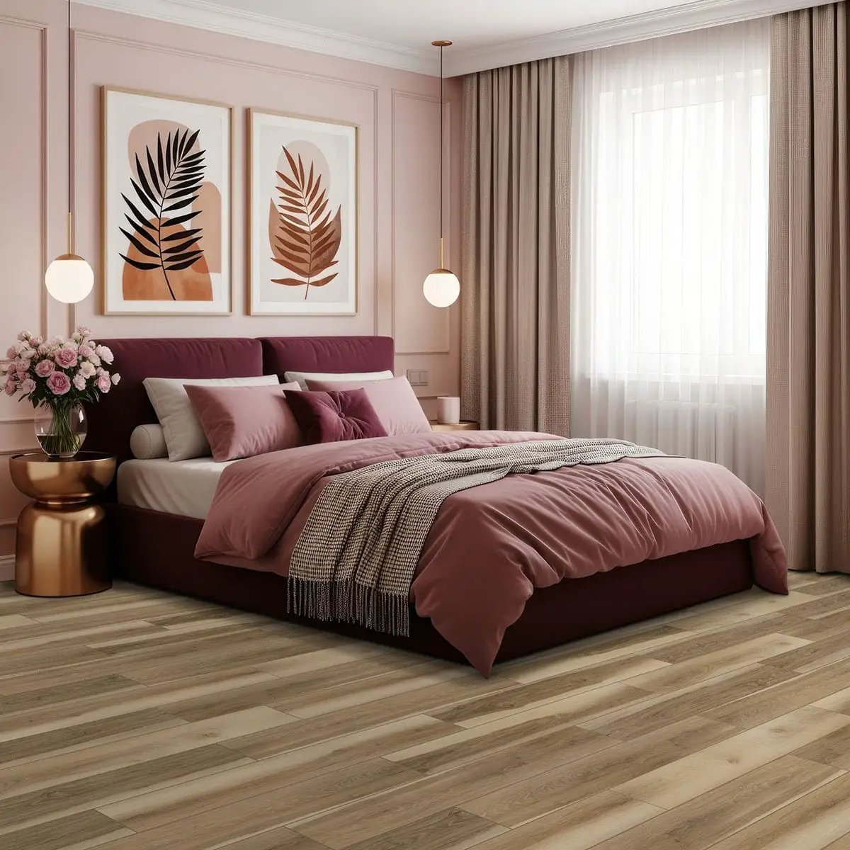 Andover Wilton Semi Gloss End Cap Wood Look Lvt Moldings 1.5x0.25 in a finished room