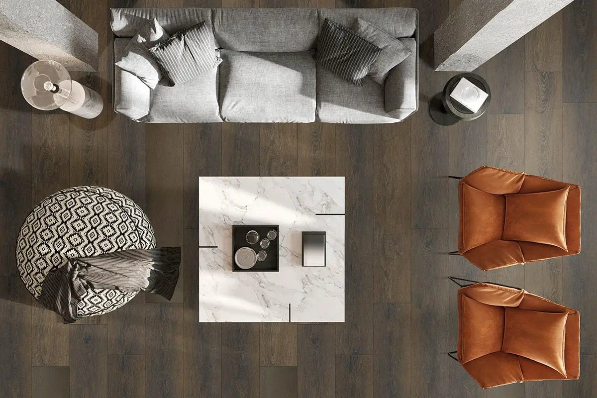 Xl Prescott Barrell Matte Wood Look Lvt Planks 9x60 in a finished room