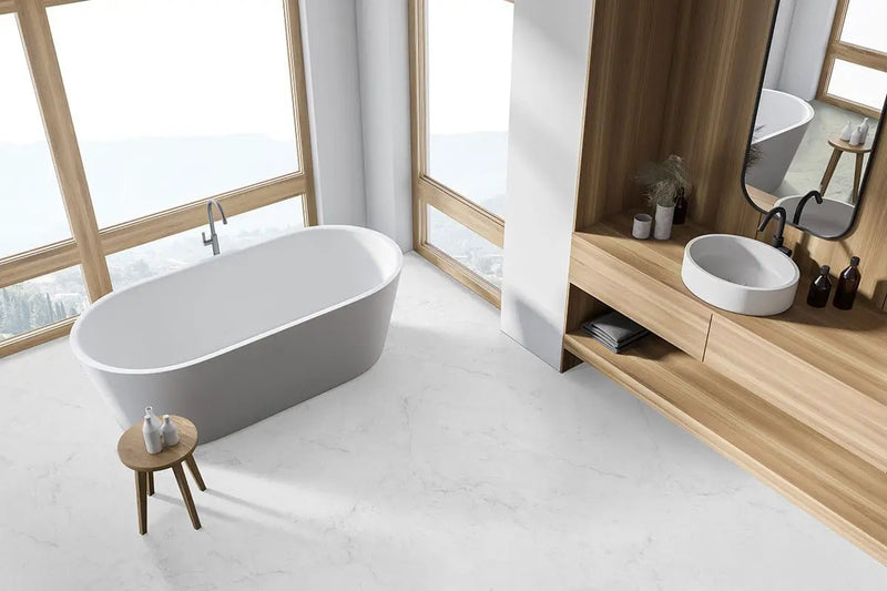Xl Trecento Carrara Avell Marble Look Lvt Tiles 18x36 in a finished room