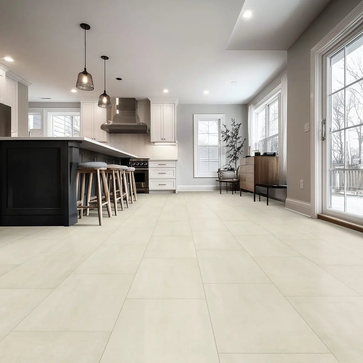 Xl Trecento Ivorelle Matte Stone Look Lvt Tiles 18x36 in a finished room