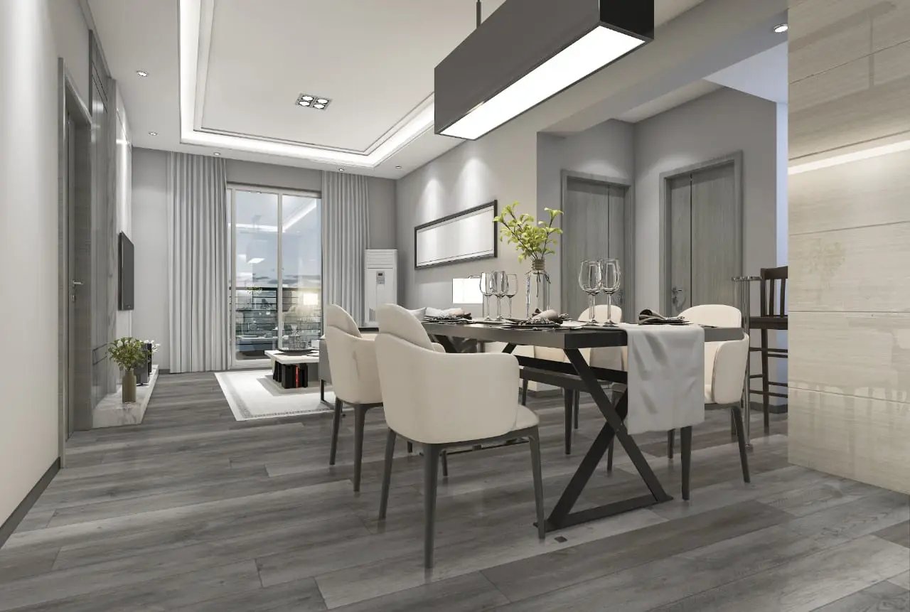 Xl Cyrus Katella Ash Matte Lvt Planks 9x60 in a finished room