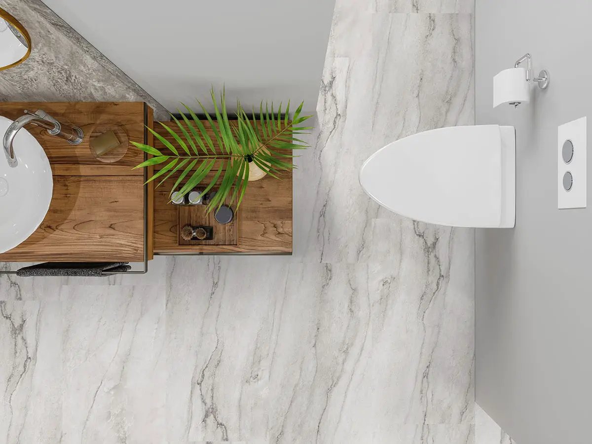 Xl Trecento Quarzo Taj Marble Look Lvt Tiles 18x36 in a finished room