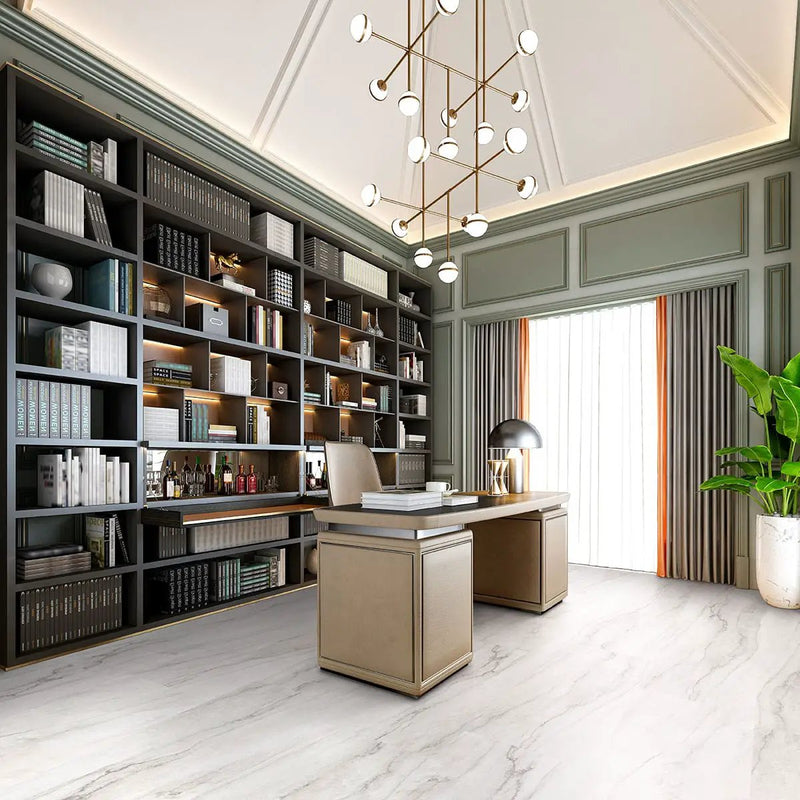 Xl Trecento Quarzo Taj Marble Look Lvt Tiles 18x36 in a finished room