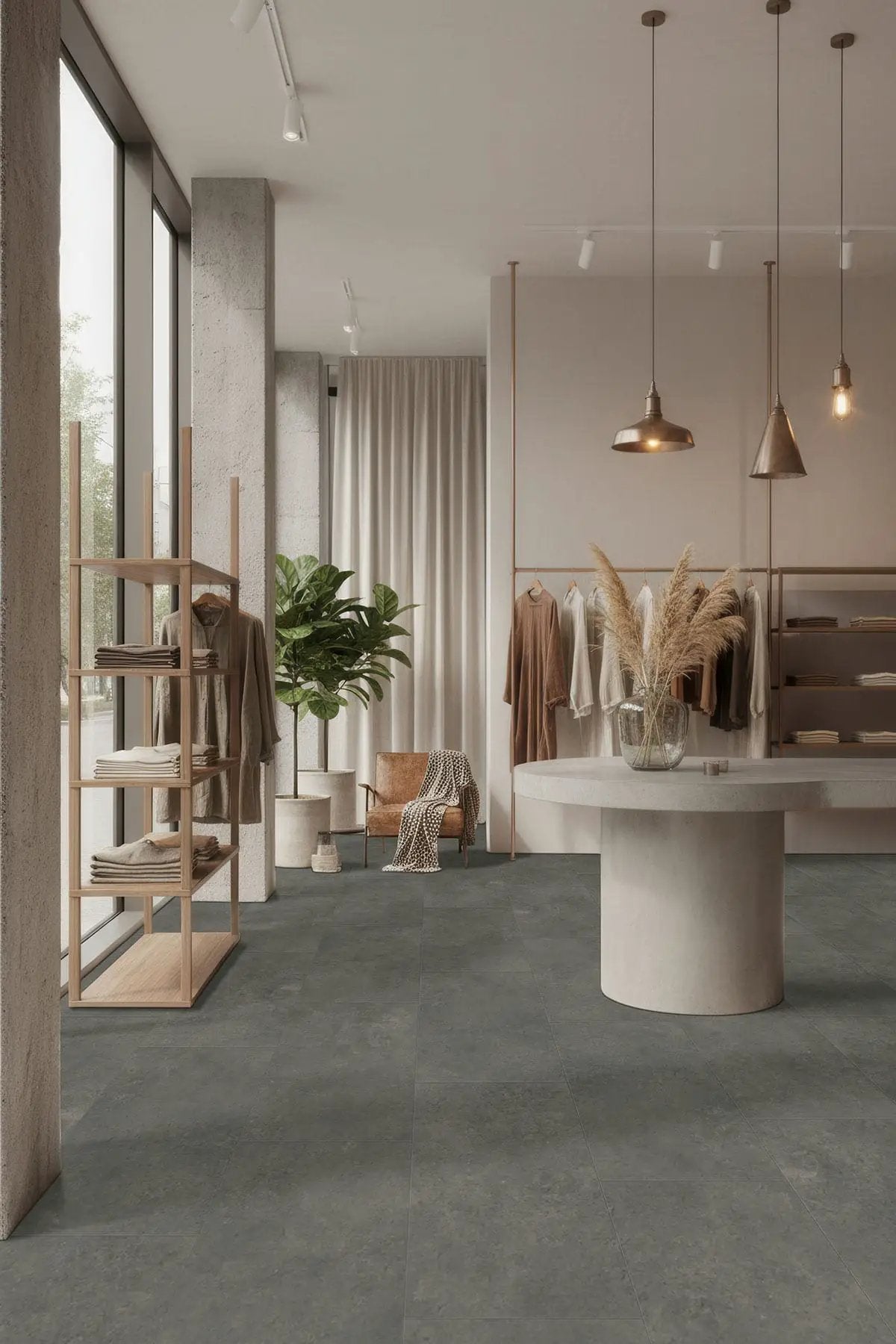 Xl Trecento Stormbound Matte Stone Look Lvt Tiles 18x36 in a finished room