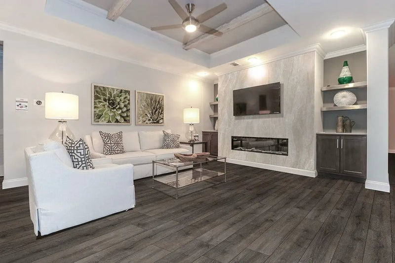 Xl Cyrus Walnut Waves Matte Wood Look Lvt Planks 9x60 in a finished room