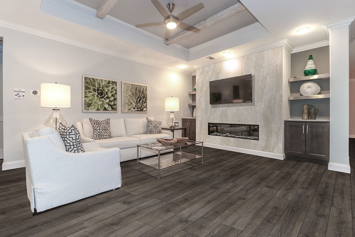 Xl Prescott Walnut Waves Matte Wood Look Lvt Planks 9x60 in a finished room