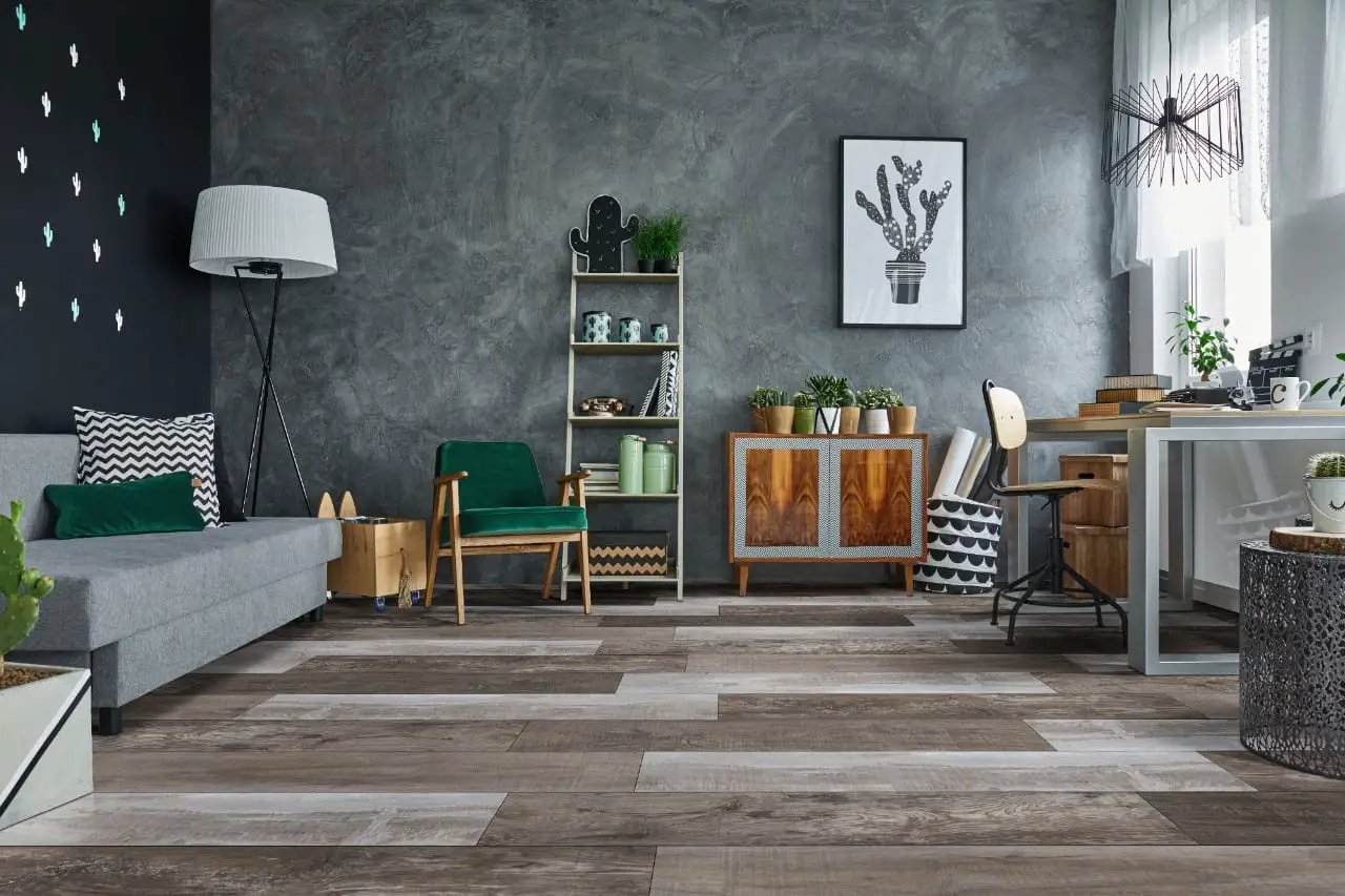 Xl Cyrus Weathered Brina Matte Wood Look Lvt Planks 9x60 in a finished room