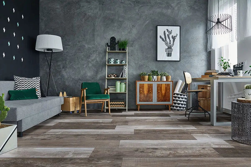 Xl Cyrus Weathered Brina Matte Wood Look Lvt Planks 9x60 in a finished room
