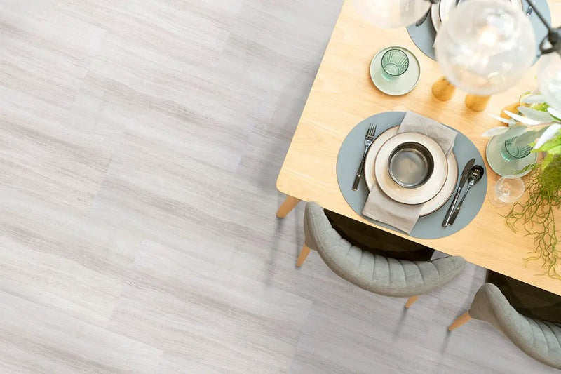 Xl Trecento White Ocean Marble Look Lvt Tiles 18x36 in a finished room
