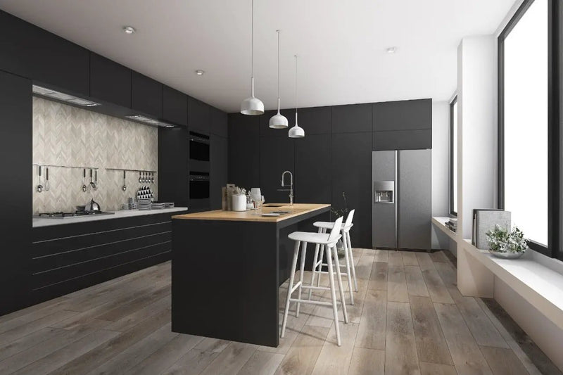Xl Prescott Whitfield Gray Matte Wood Look Lvt Planks 9x60 in a finished room