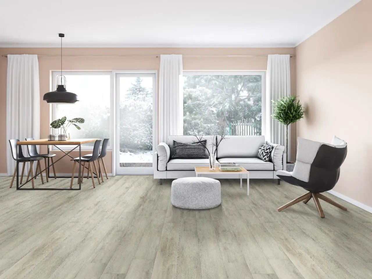 Xl Ashton York Gray Matte Lvt Planks 9x60 in a finished room