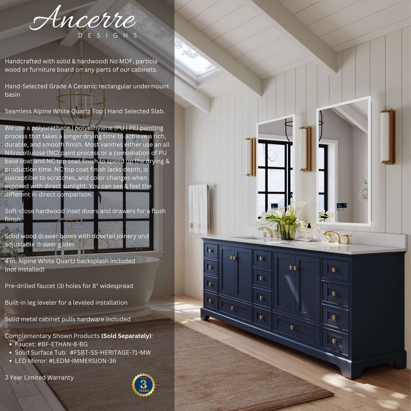Audrey 84" Bath Vanity Set by Ancerre Designs