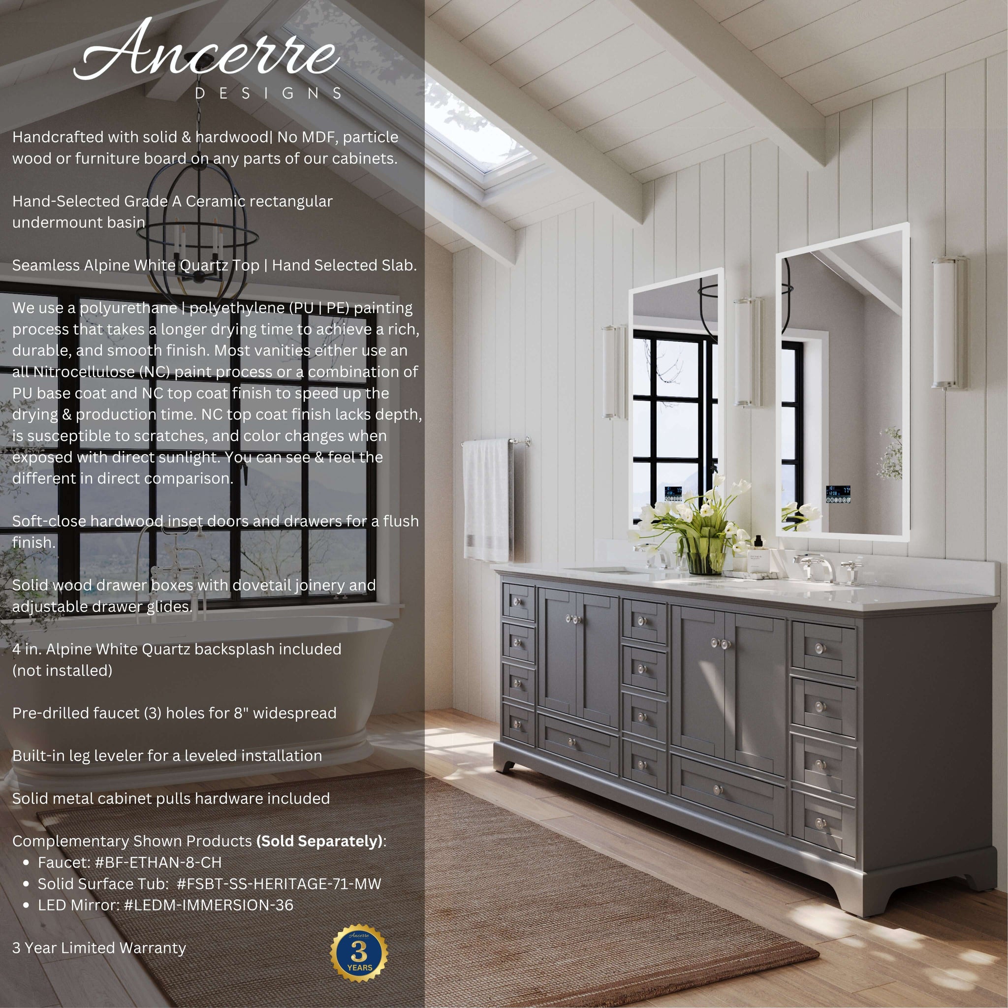 Audrey 84" Bath Vanity Set by Ancerre Designs