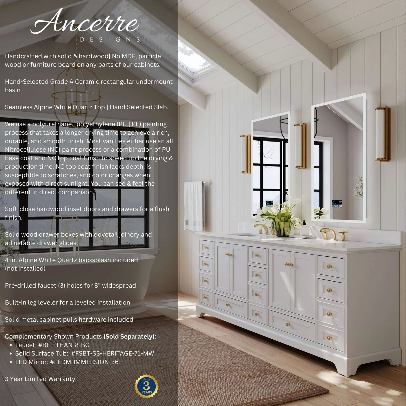 Audrey 84" Bath Vanity Set by Ancerre Designs