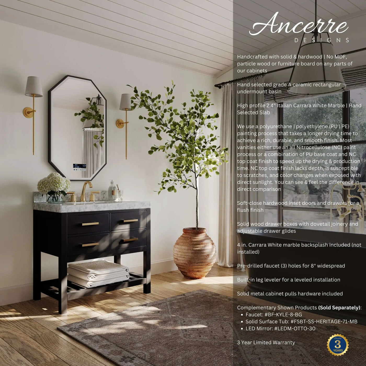 Elizabeth 36" Bath Vanity Set by Ancerre Designs