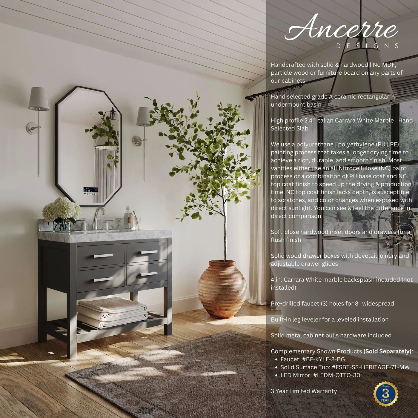 Elizabeth 36" Bath Vanity Set by Ancerre Designs