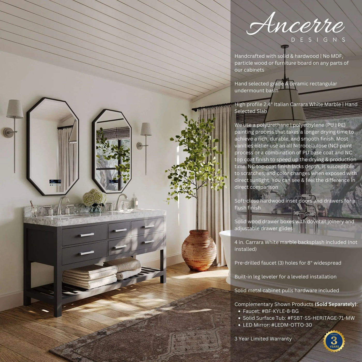 Elizabeth 60" Bath Vanity Set by Ancerre Designs