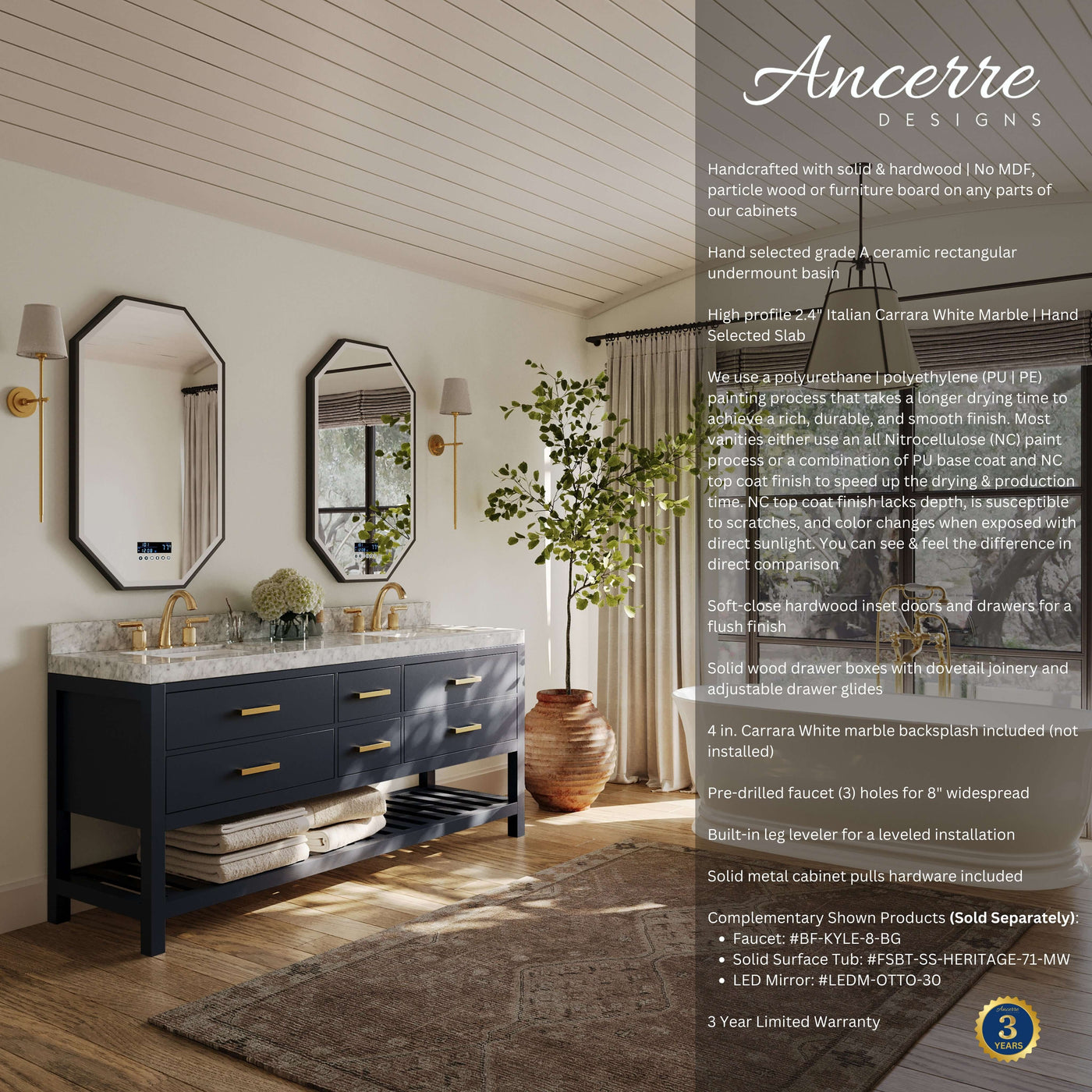 Elizabeth 72" Bath Vanity Set by Ancerre Designs