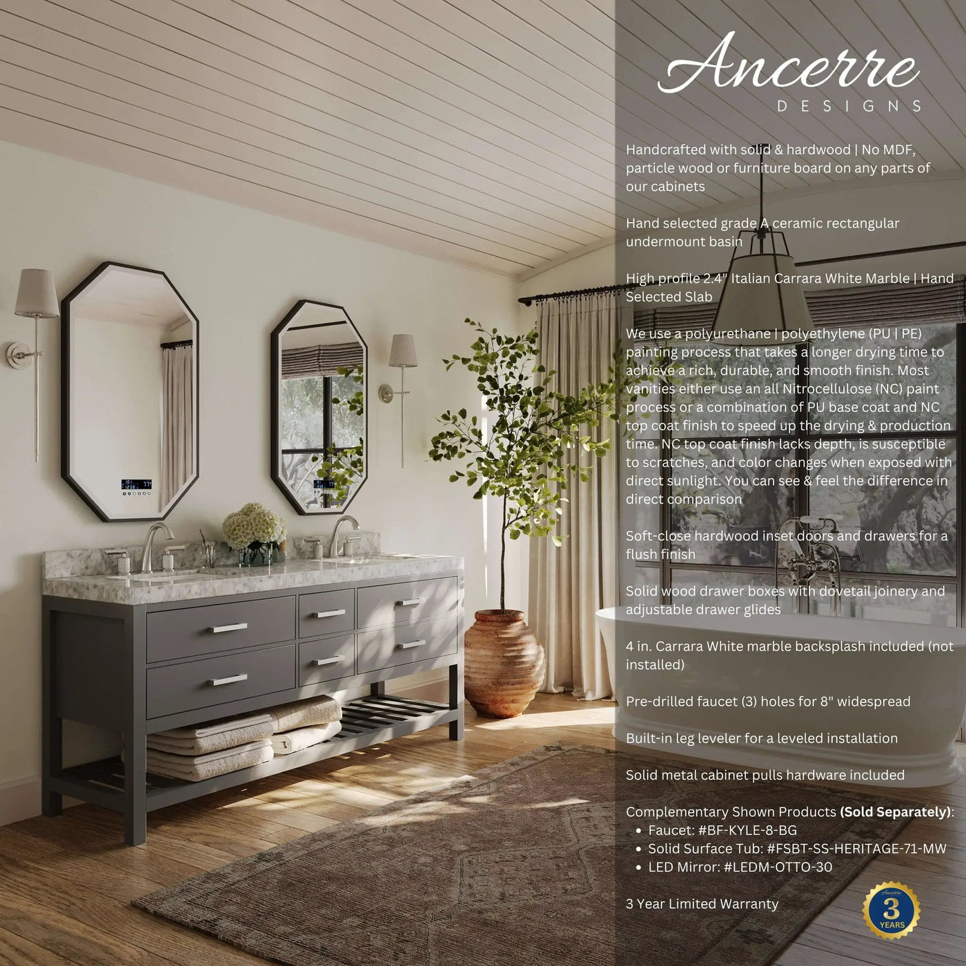 Elizabeth 72" Bath Vanity Set by Ancerre Designs