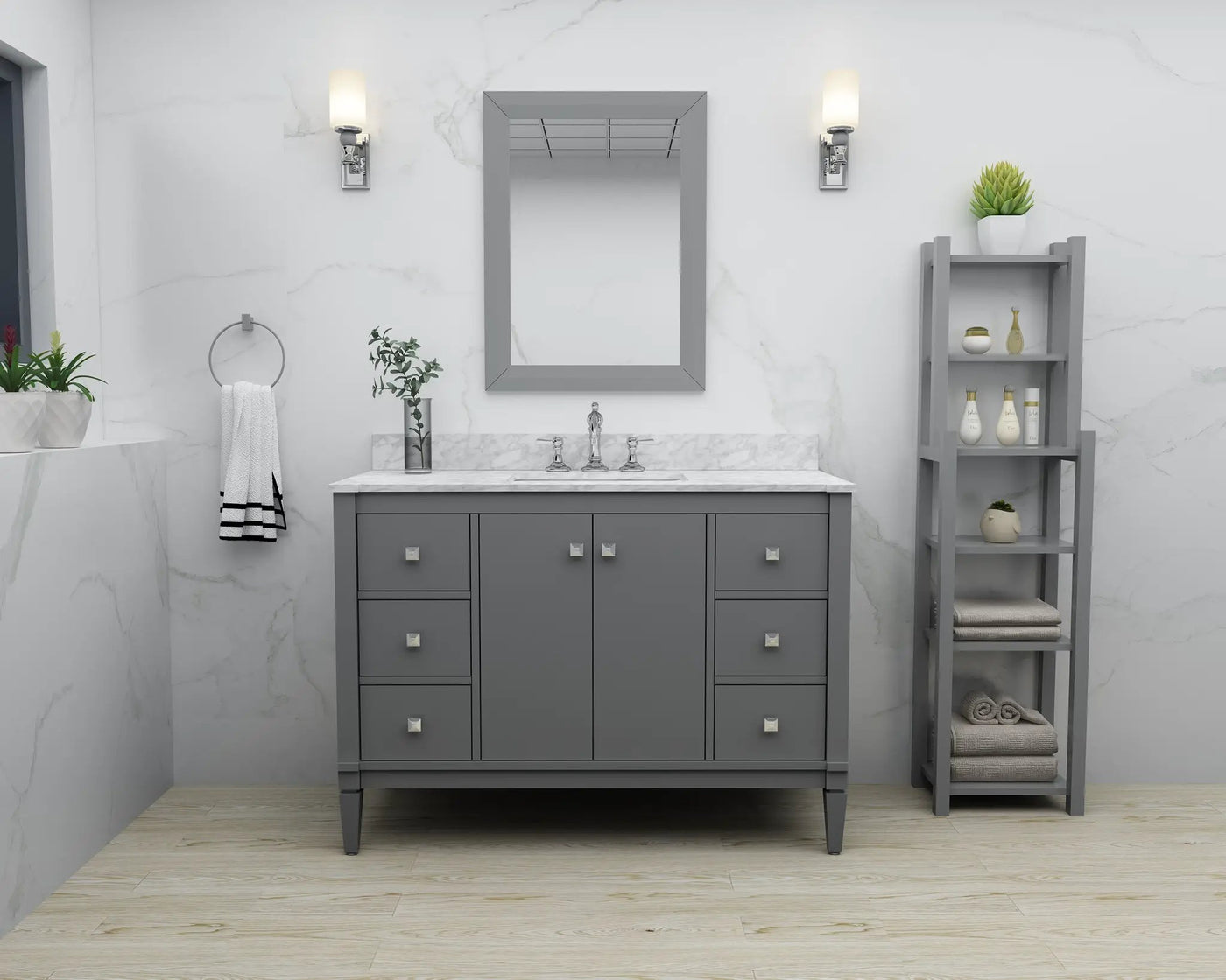 Kayleigh Bathroom Vanity with Sink and Carrara White Marble Top Cabinet Set by Ancerre Designs