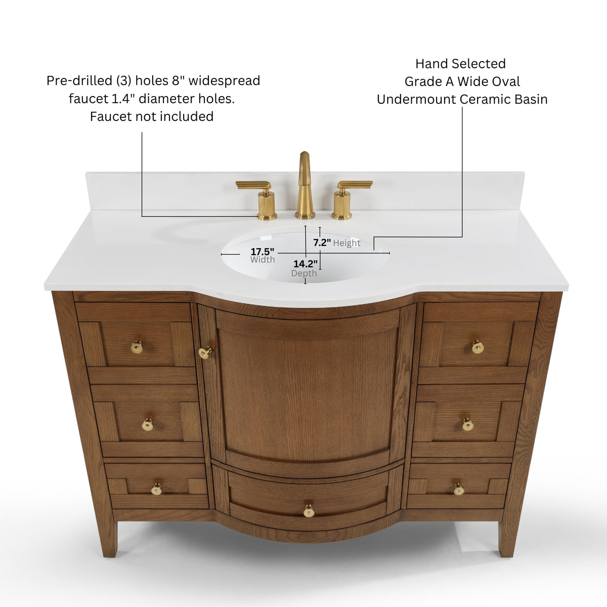 Lauren 42" Bath Vanity Set, dimensions drawing