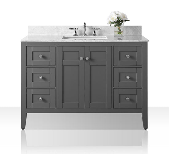 Maili Bathroom Vanity with Sink and Carrara White Marble Top Cabinet Set by Ancerre Designs