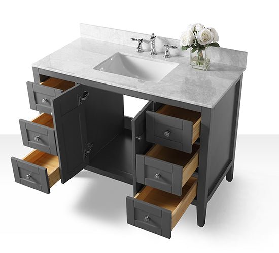 Maili Bathroom Vanity with Sink and Carrara White Marble Top Cabinet Set by Ancerre Designs