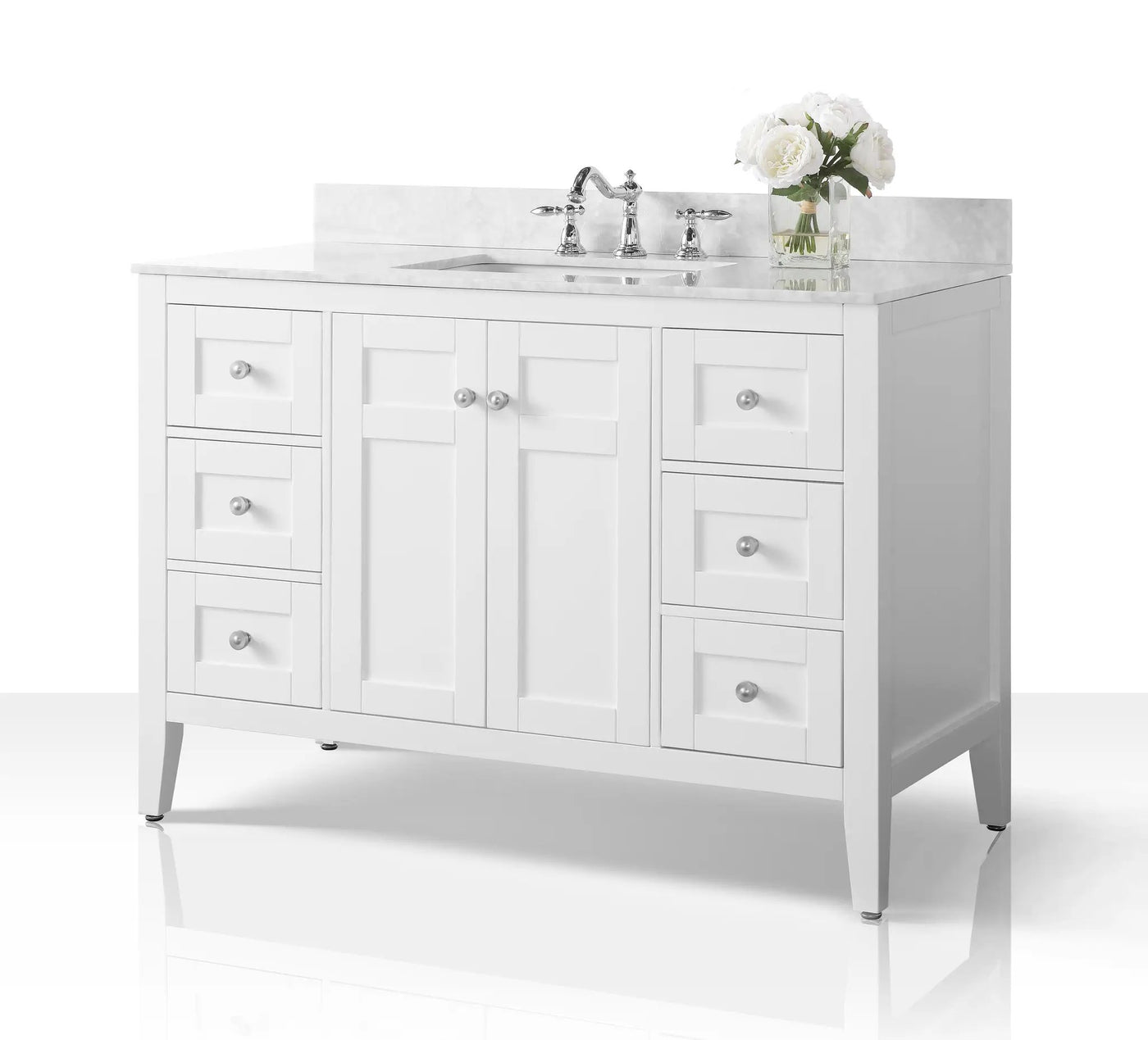 Maili Bathroom Vanity with Sink and Carrara White Marble Top Cabinet Set by Ancerre Designs