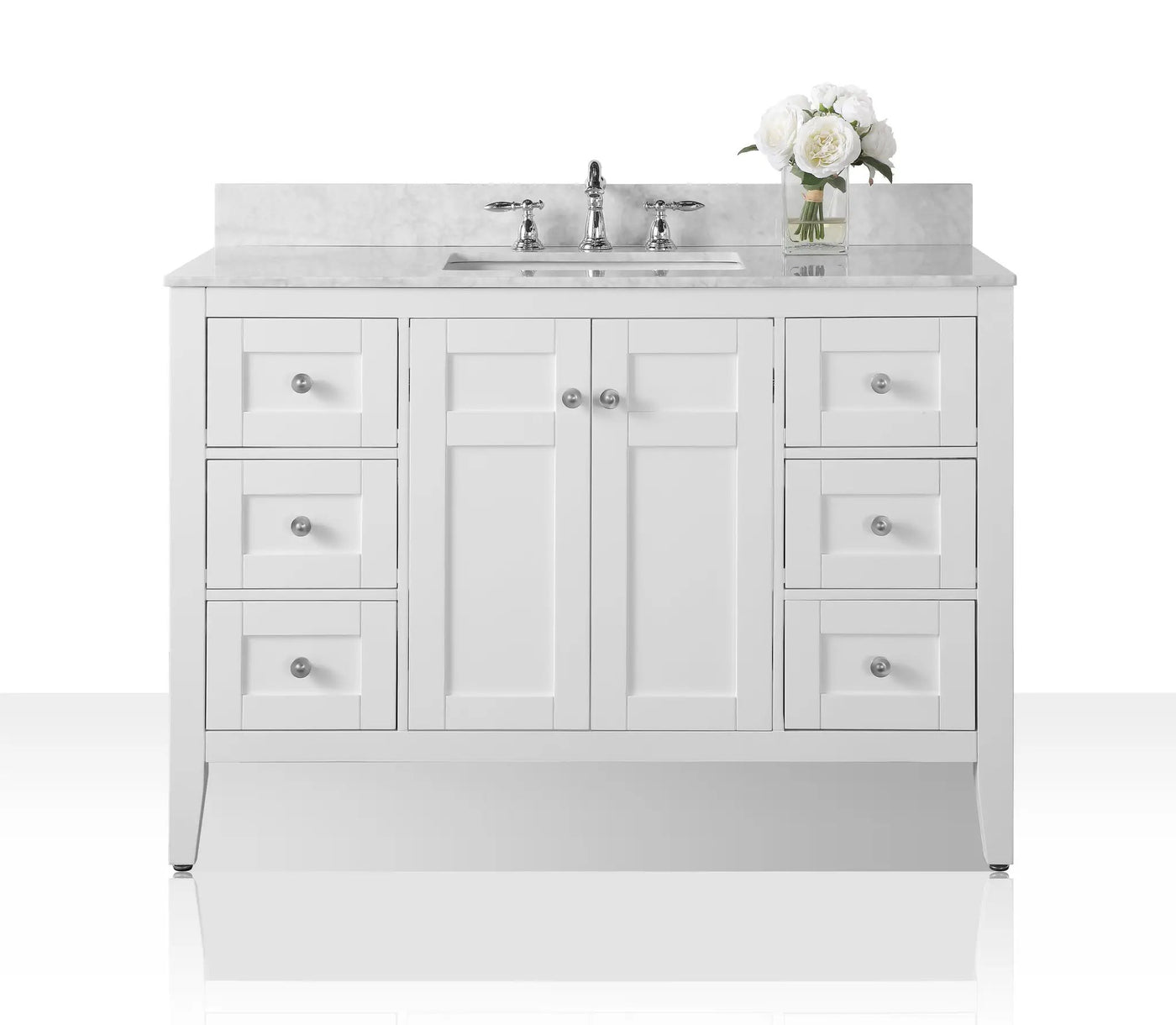 Maili Bathroom Vanity with Sink and Carrara White Marble Top Cabinet Set by Ancerre Designs