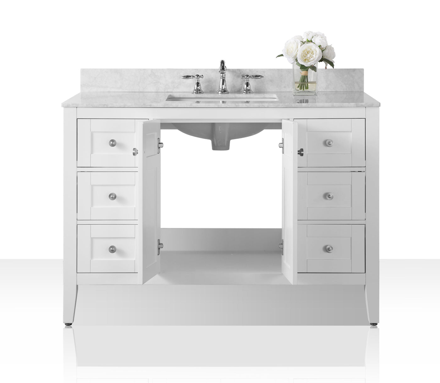 Maili Bathroom Vanity with Sink and Carrara White Marble Top Cabinet Set by Ancerre Designs