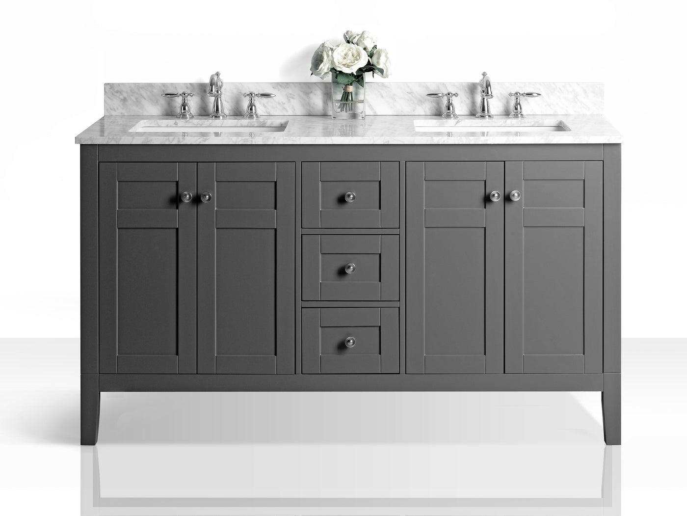 Maili Bathroom Vanity with Sink and Carrara White Marble Top Cabinet Set by Ancerre Designs