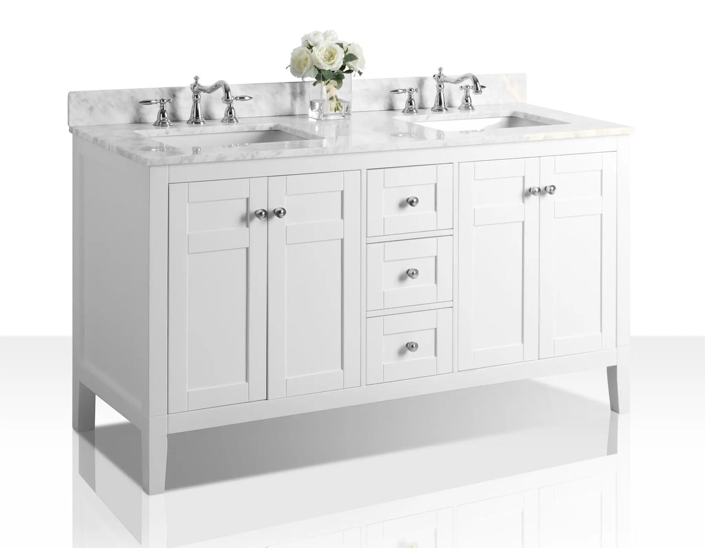 Maili Bathroom Vanity with Sink and Carrara White Marble Top Cabinet Set by Ancerre Designs
