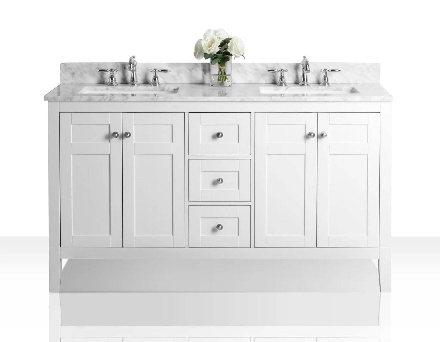 Maili Bathroom Vanity with Sink and Carrara White Marble Top Cabinet Set by Ancerre Designs