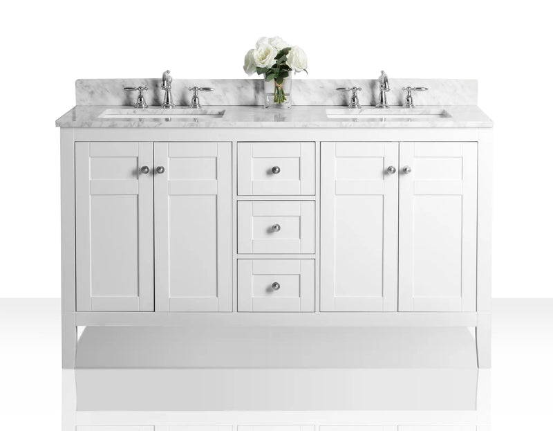 Maili Bathroom Vanity with Sink and Carrara White Marble Top Cabinet Set by Ancerre Designs