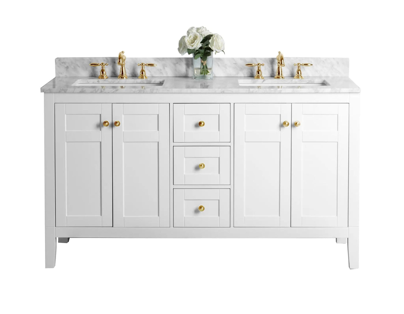 Maili Bathroom Vanity with Sink and Carrara White Marble Top Cabinet Set by Ancerre Designs