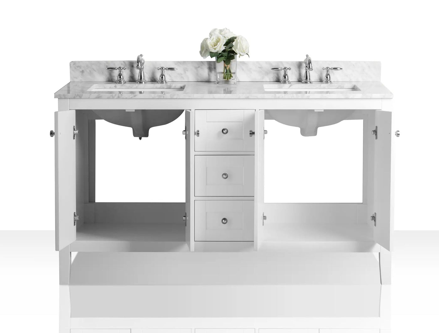 Maili Bathroom Vanity with Sink and Carrara White Marble Top Cabinet Set by Ancerre Designs