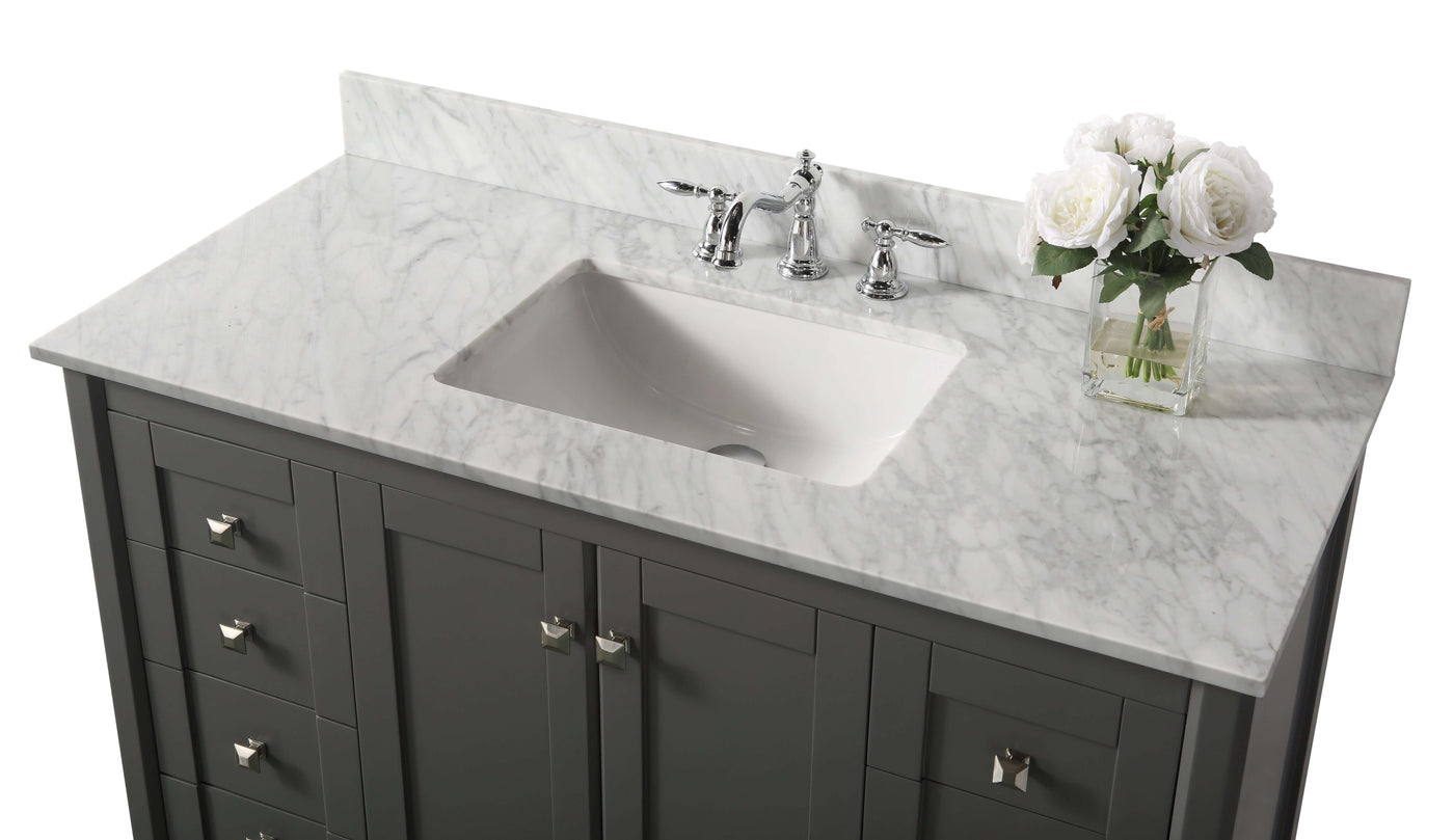 Shelton Bathroom Vanity with Sink and Carrara White Marble Top Cabinet Set by Ancerre Designs