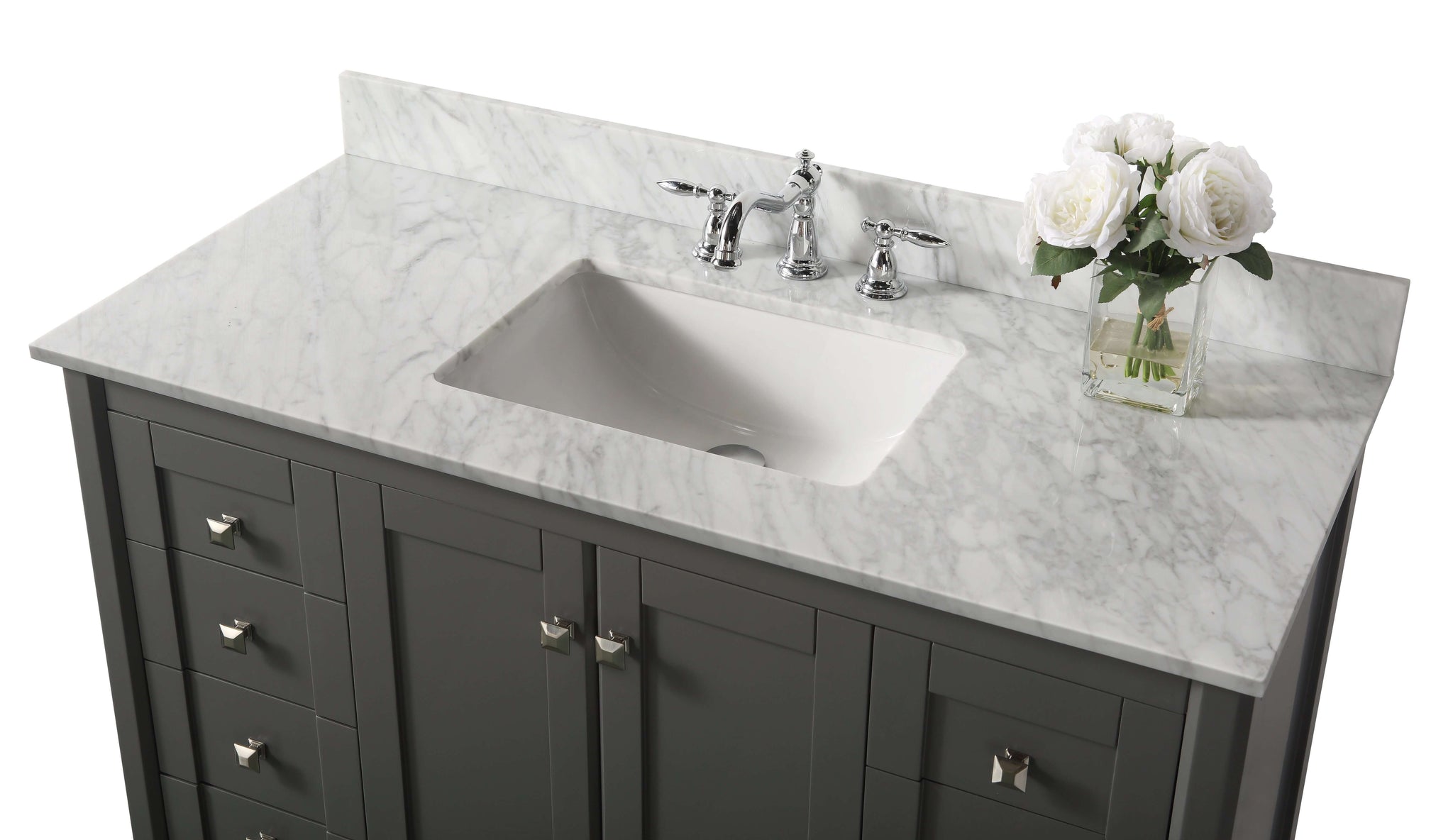 Shelton Bathroom Vanity with Sink and Carrara White Marble Top Cabinet Set by Ancerre Designs