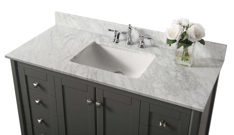 Shelton Bathroom Vanity with Sink and Carrara White Marble Top Cabinet Set by Ancerre Designs