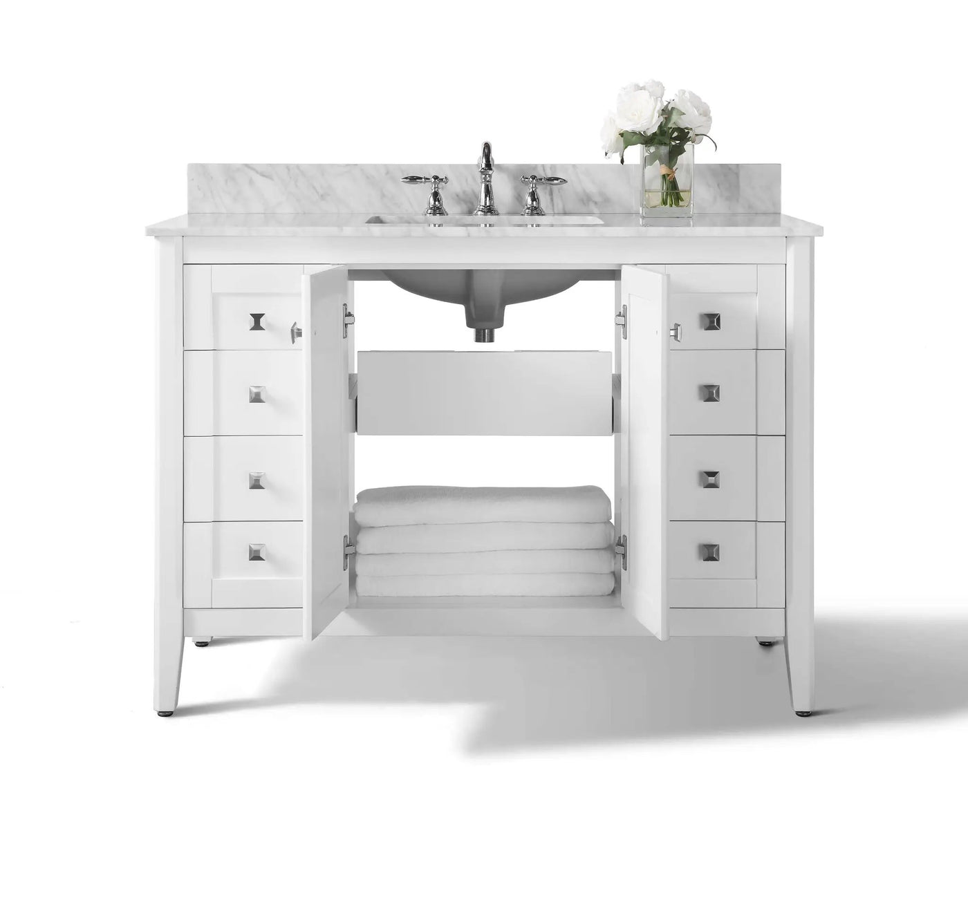 Shelton Bathroom Vanity with Sink and Carrara White Marble Top Cabinet Set by Ancerre Designs