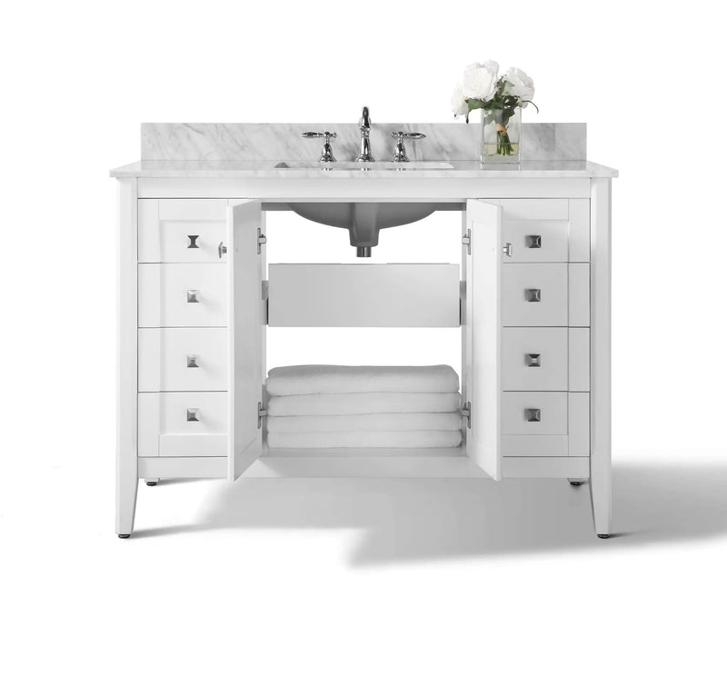 Shelton Bathroom Vanity with Sink and Carrara White Marble Top Cabinet Set by Ancerre Designs