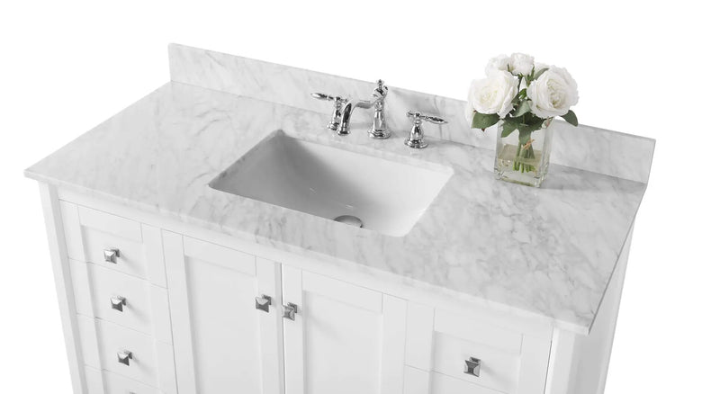 Shelton Bathroom Vanity with Sink and Carrara White Marble Top Cabinet Set by Ancerre Designs