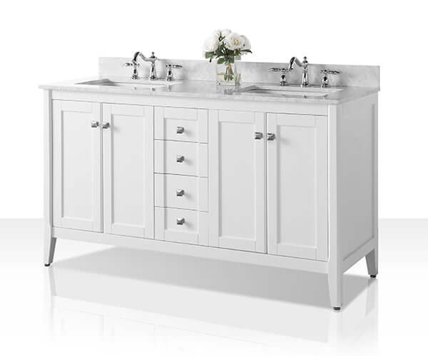 Shelton Bathroom Vanity with Sink and Carrara White Marble Top Cabinet Set, photo 8 of 27