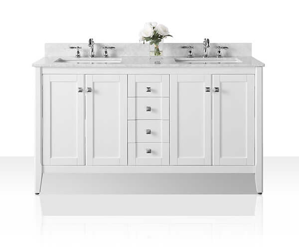 Shelton Bathroom Vanity with Sink and Carrara White Marble Top Cabinet Set by Ancerre Designs