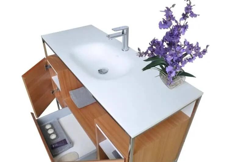 Tory Bathroom Vanity with Solid Surface Top Cabinet Set with Mirror by Ancerre Designs