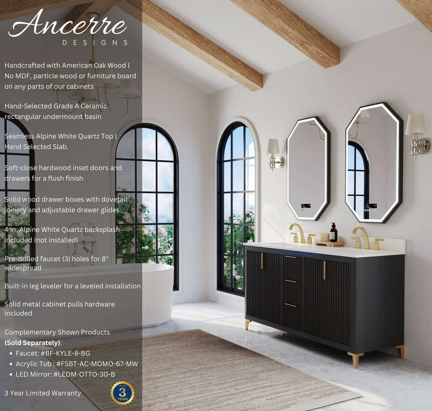 Turlington 60" Bath Vanity Set by Ancerre Designs