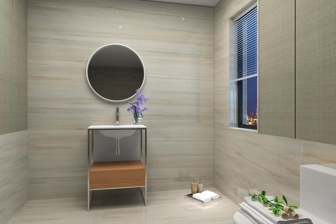 Tory Bathroom Vanity with Solid Surface Top Cabinet Set with Mirror by Ancerre Designs