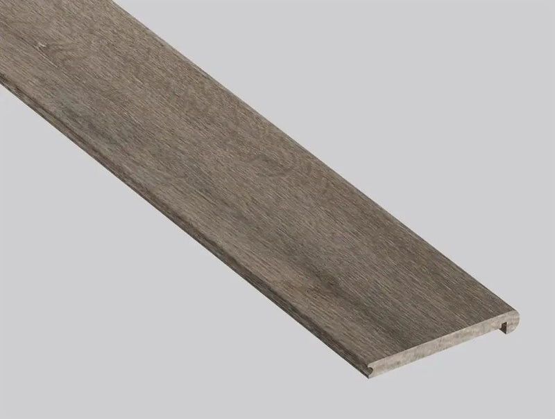 Smithcliffs Avery Ash Semi Gloss Flush Stair Nose Wood Look Rigid Core Moldings 4.53x0.94 close up