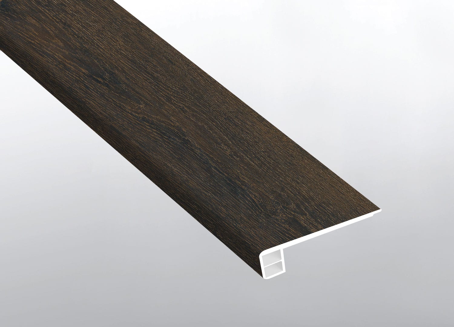 Cyrus Barrell Semi Gloss Flush Stair Nose End Cap Wood Look Lvt Moldings 2.75x0.75 close up