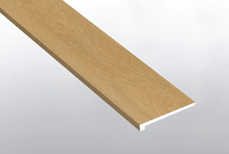 Laurel Bayside Buff Semi Gloss Wood Look Lvt Moldings 12x1.25 1.25 inch close up